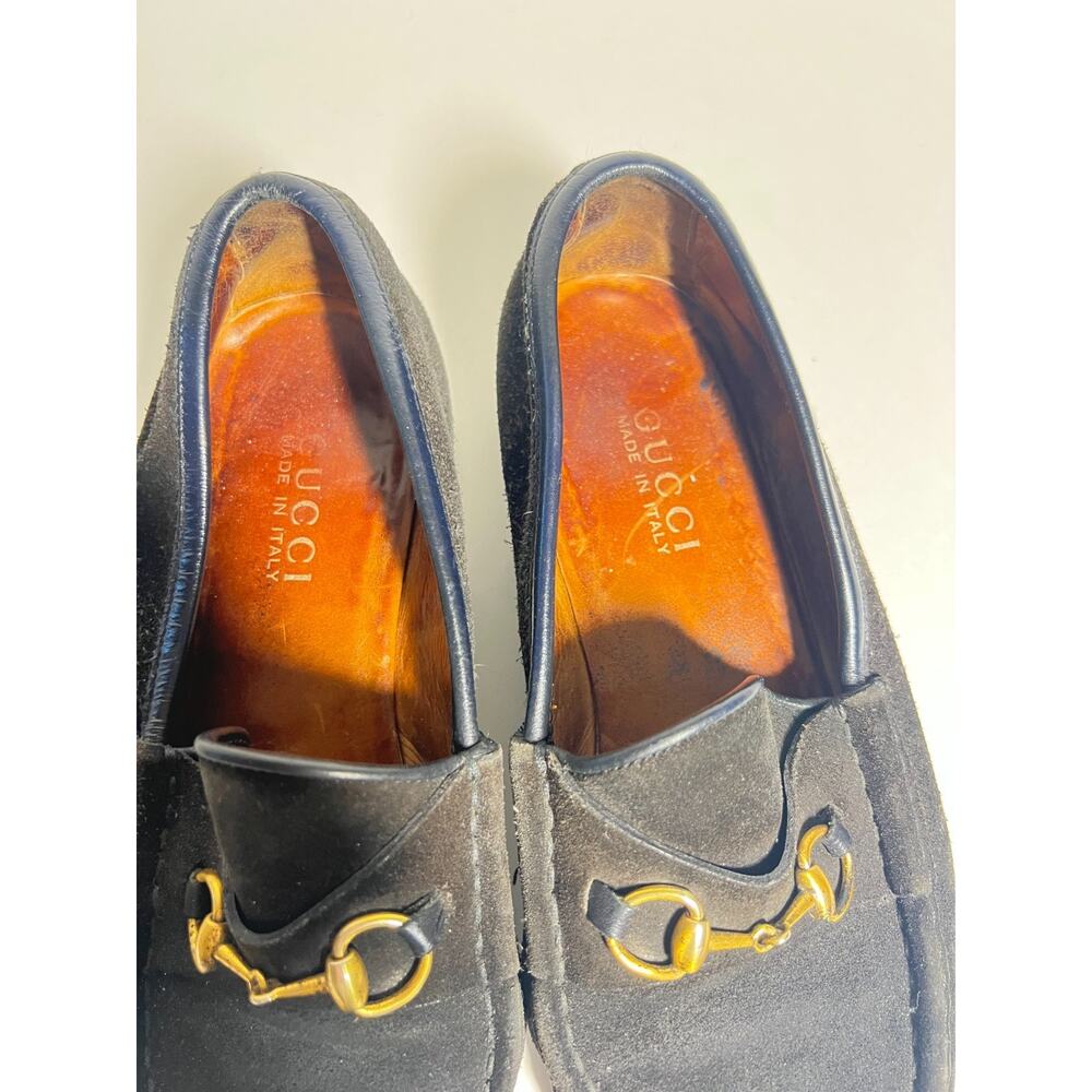 Gucci Women's Dark Brown Suede Lug Sole Horsebit Slip On Loafer Shoe Size 9 B - Picture 7 of 9